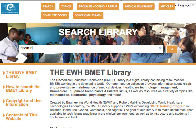 EWH website screen shot
